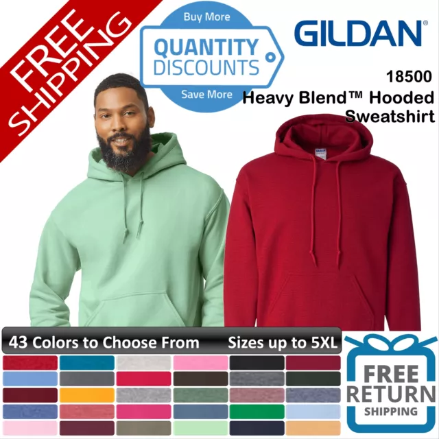 Gildan Men Heavy Blend Hooded Sweatshirt Pouch pocket Classic Up To 5XL 18500a