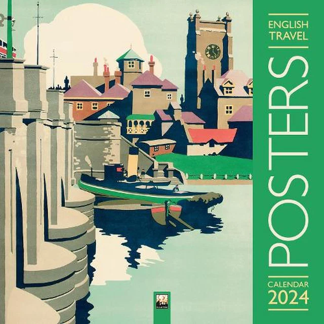 ENGLISH TRAVEL POSTERS Wall Calendar 2024 (Art Calendar) by Flame Tree