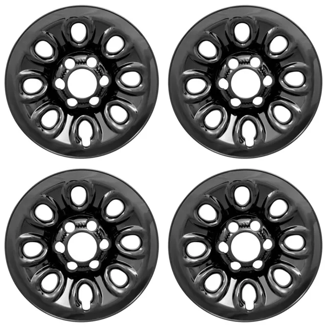 Set of 4 17" Black Wheel Skins Full Rim Covers Center Hub Caps for CHEVY 6 Lug