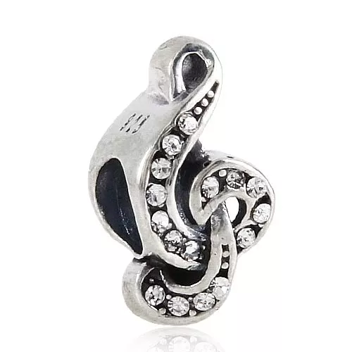 NEW 925 Sterling Silver European Bracelet Charm Bead Music Symbol Treble Clef