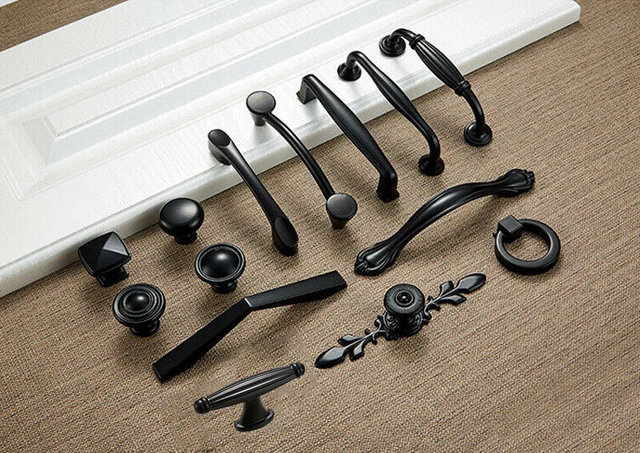 Matte Black Cabinet Pulls Cupboard Cabinet Dresser Drawer Knobs Handle Hardware