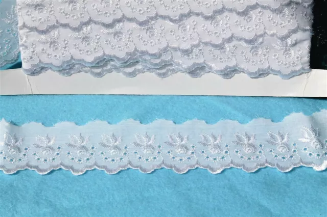 Mercerie Broderie ★Dentelle anglaisee 45 cm★ Au metre NEUF Blanc 01 Lace trim