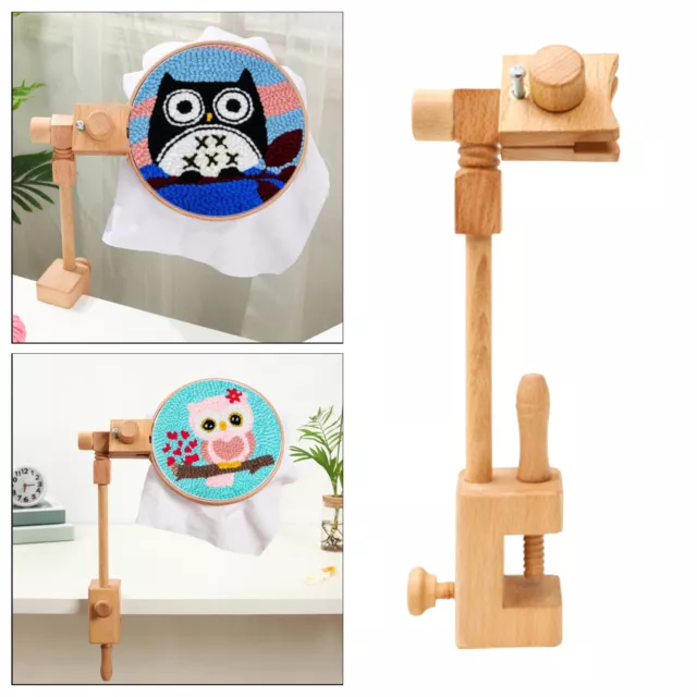 Beech Wooden Embroidery Hoop Stand Rack Cross Stitch Frame Sewing Tools