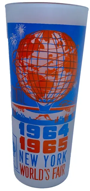 New York World's Fair 1964-1965 Frosted Drinking Glass~”The Unisphere”