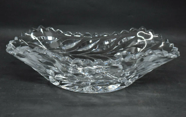 Powelton Cut Glass Poinsettia Small Oval Bowl American Brilliant Period 2