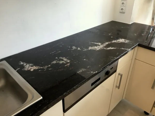 Küchenarbeitsplatte Naturstein Arbeitsplatte Kücheninsel Granitplatte schwarz/w