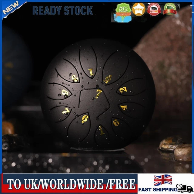6 Inch 11-Note Tongue Drum with Drumsticks Hand Pan Ethereal Drums (Black)