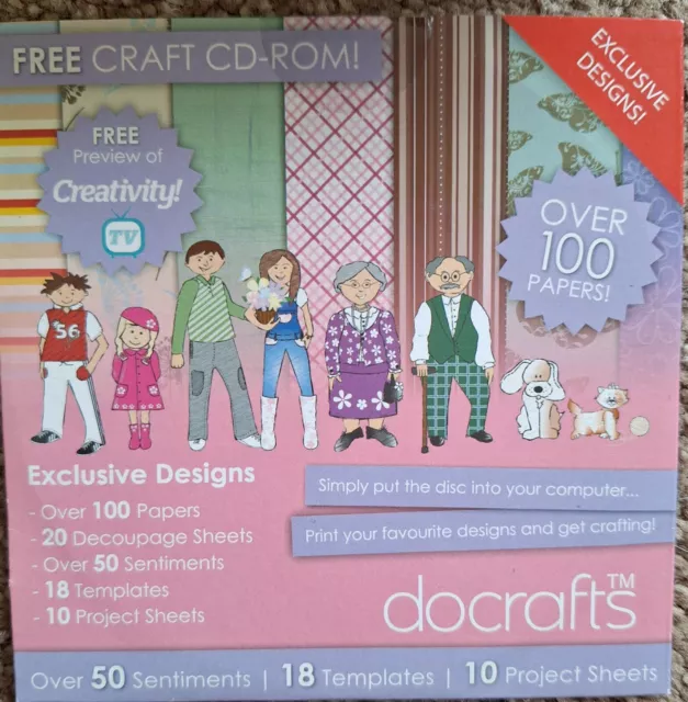 Docrafts Creativity EXCLUSIVE DESIGNS CD ROM Craft Printables 100+ Papers 10 Pro