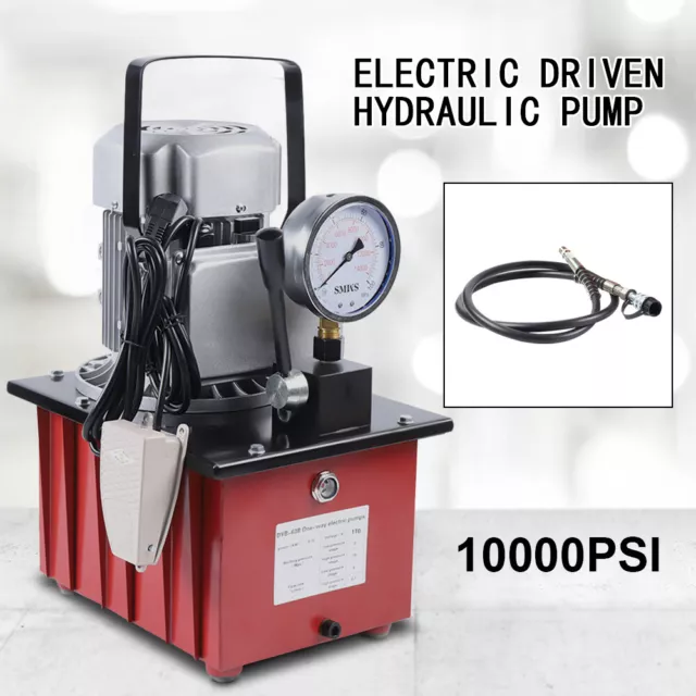 7L 10000 PSI 110V Electric Driven Hydraulic Pump 750W Single Acting Manual Valve