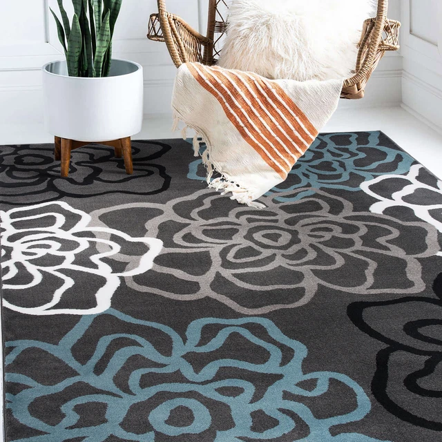Rugshop Area Rugs Contemporary Modern Floral Flowers Carpets for Living Room 6x9