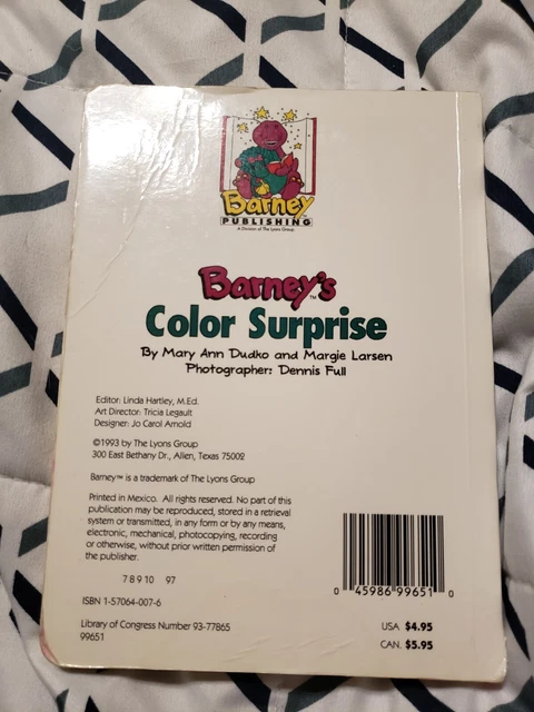 BARNEY'S COLOR SURPRISE Board Book VINTAGE £3.73 - PicClick UK
