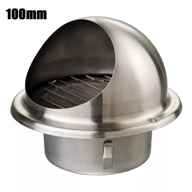 Stainless Steel Round Brushed Bull Nosed External Extractor Wall/Vent Outlet