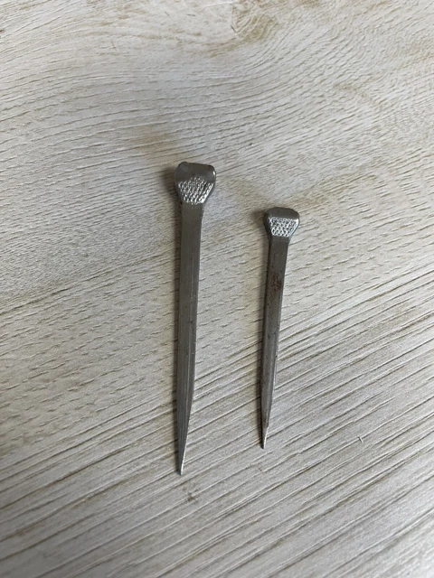VINTAGE SQ/FL Head Nails /Spikes Wrought Iron Vintage UNIQUE Decorative Look
