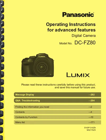 Instrucciones de funcionamiento de cámara Panasonic Lumix DC-FZ80 MANUAL DEL PROPIETARIO