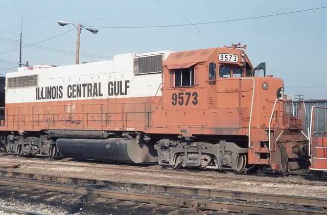 H: Orig Slide ICG Illinois Central Gulf GP38-2 #9573 Champaign 1980 Ex-GM&O