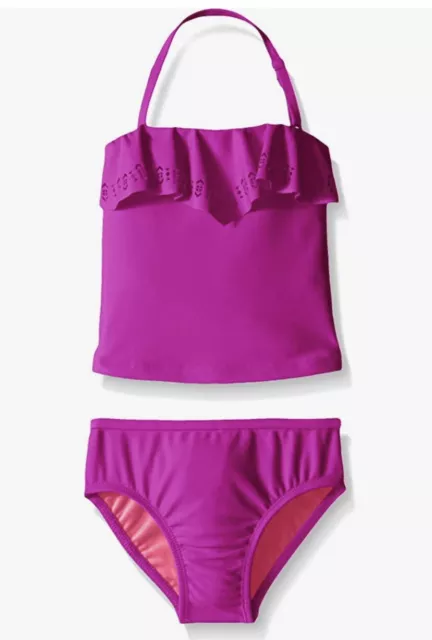 Jessica Simpson Little Girls Two Piece Ruffle Tankini Swimsuit SZ 6X Purple NWT