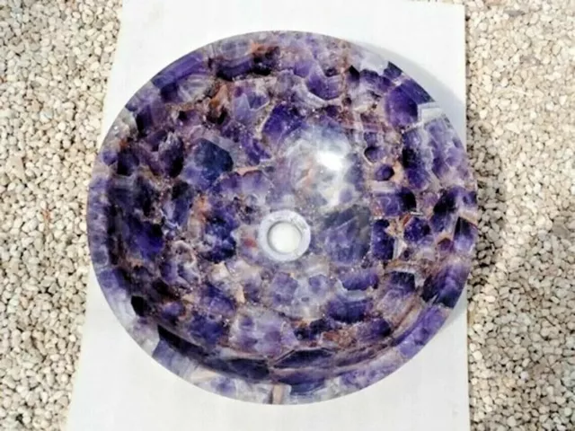 15" Amethyst Washbasin / Amethyst Stones Sink Interior Handmade Decor