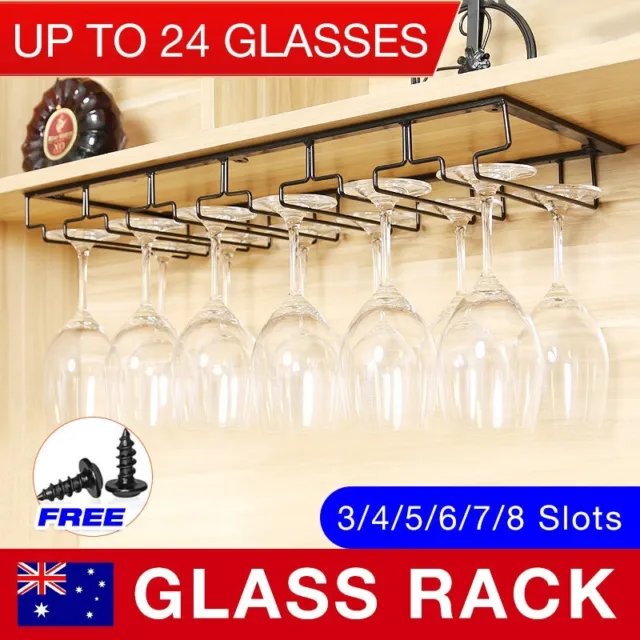 8/7/6/5/4/3 Slots Wine Glass Rack Holder Hanger Hanging Bar Storage Drying Rack