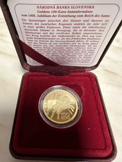100 Euro Goldmünze 2023 Slowakei  1400 Jahre Samos Reich Gold