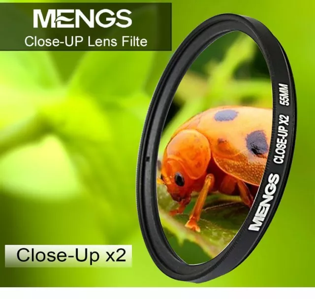 MENGS® 55mm Makro Nahaufnahme +2 Objektivfilter mit Aluminiumrahmen für Canon