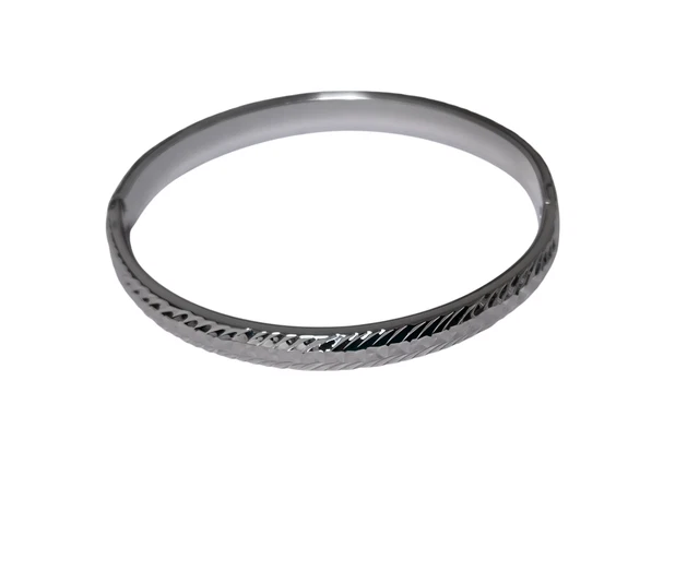 Bracelet Jonc Argent Massif 925 Rhodié – 5.8cm, Pour Fille Ou Adolescente