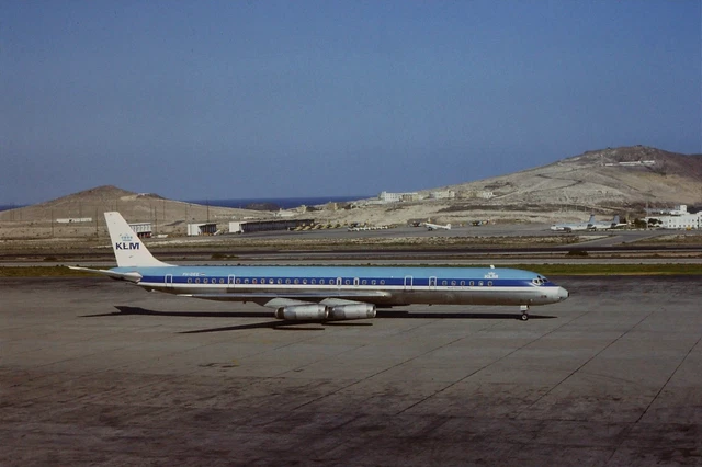 ORIGINAL 35MM COLOUR slide of KLM Douglas DC-8-63 PH-DEE at LPA in 1976 ...
