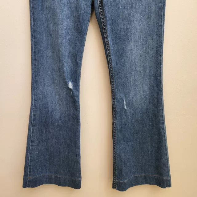Juicy Couture Womens Wide Leg Distressed Blue Denim Jeans Size 28 Faux Pockets 3