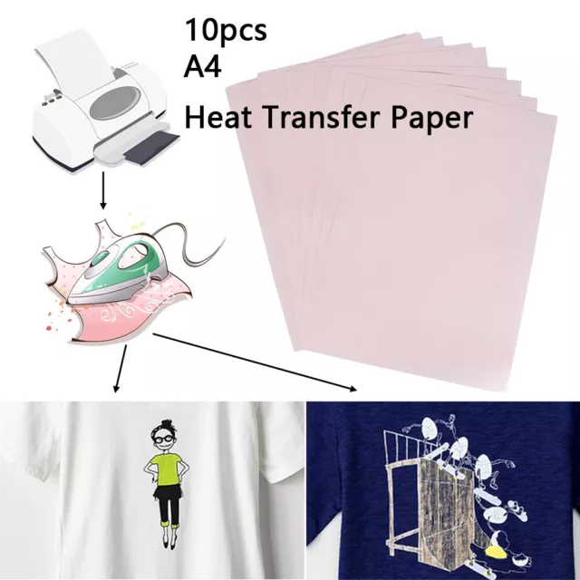 10Pcs A4 Thermo Transferdruck Papier DIY T-Shirt Gemälde Iron-On Stoff Decor