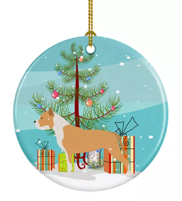 Staffordshire Bull Terrier Merry Christmas Tree Ceramic Ornament BB2972CO1