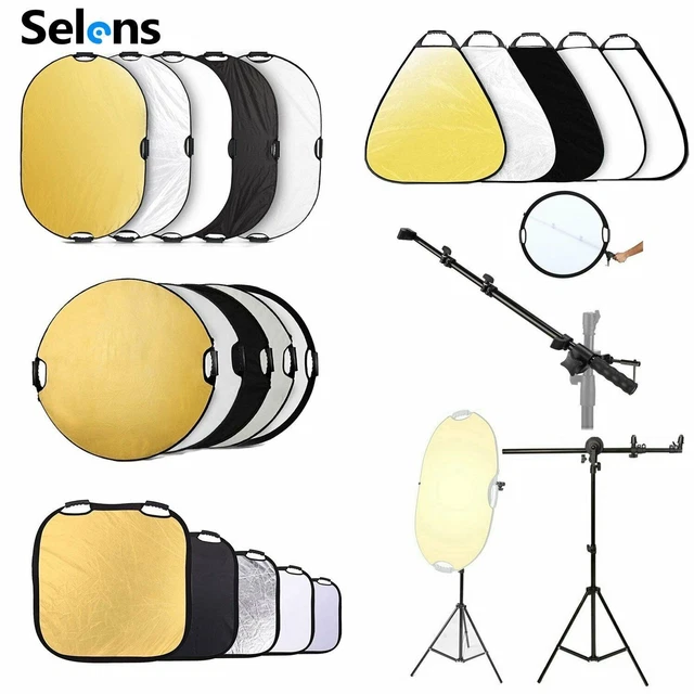 Selens 5In1 Pro Portable Light Reflector Folding & Handle Flash Photography Kit