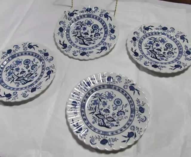 4 Vtg 60’S Classic J&G Meakin Blue Nordic Ironstone Dessert / Pie Plates 7"