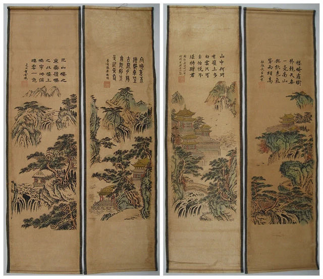 Chinese painting scroll Landscape Jiang Tingxi 4 scrolls 蔣廷錫 山水