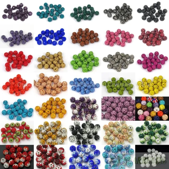 10Pcs Quality Czech Crystal Rhinestones Pave Clay Round Disco Ball Spacer Beads