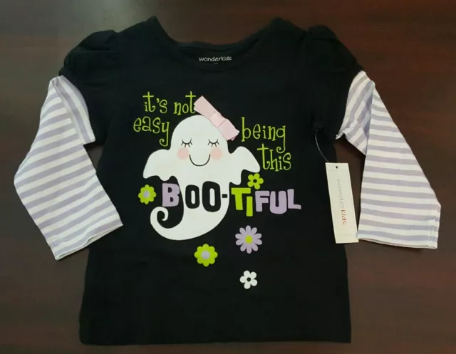 Shirt Halloween Tee Toddler Girl's Ghost Boo-Tiful Wonderkids NWT 12 Months
