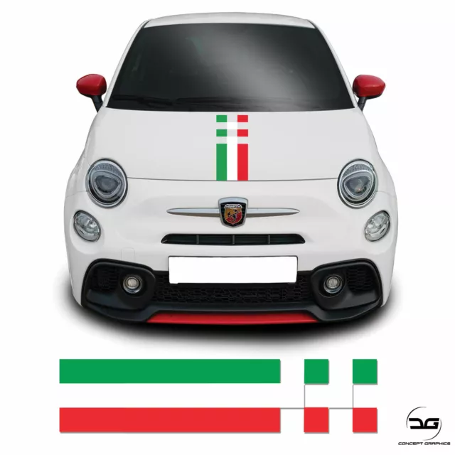 Checkered Italian Flag Bonnet Stripe For Fiat 500 595 Abarth Vinyl Decal Graphic