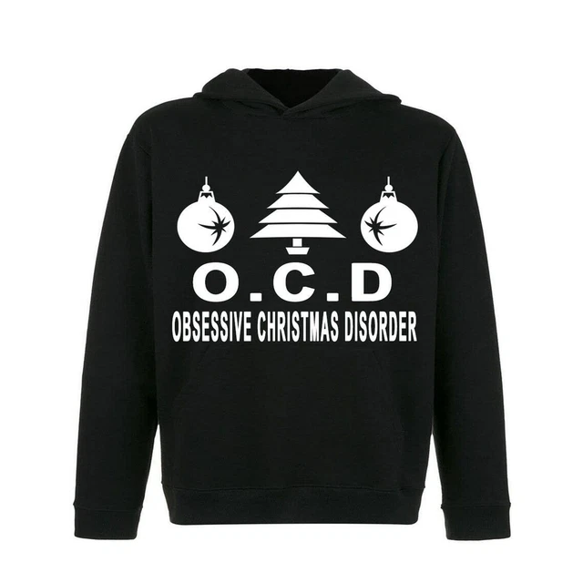 Personalised OCD Obsessive Christmas Disorder Xmas Slogan Hoodie Hoody Jumper