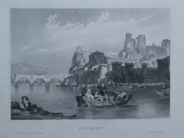 Avignon Frankreich France - Stahlstich alter Druck old print 1859