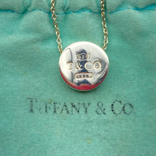 Tiffany & Co. 1837 Concave Circle Pendant Necklace 16" 925 silver 9.1g