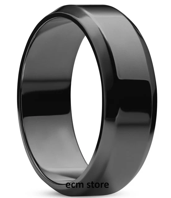 Hommebijoux Bague Anneau Noir Acier Inoxydable Bague Homme