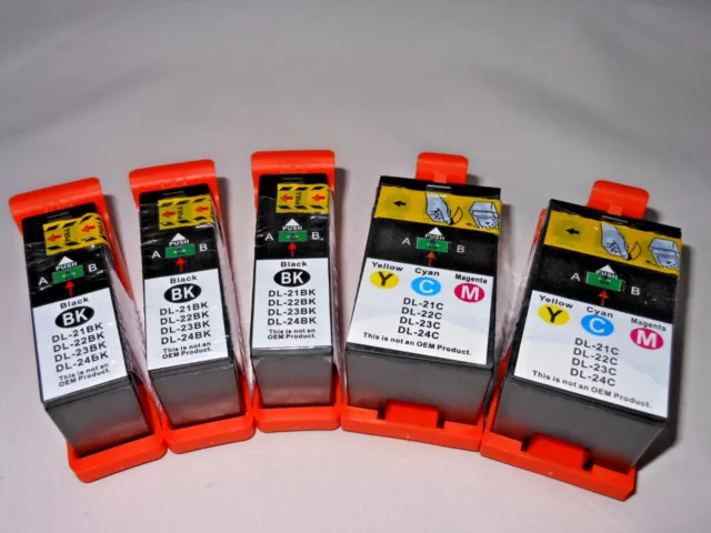 5PK Series 21 22 23 24 Black CMY Ink Cartridge for Dell P713W V313W V515W V715W
