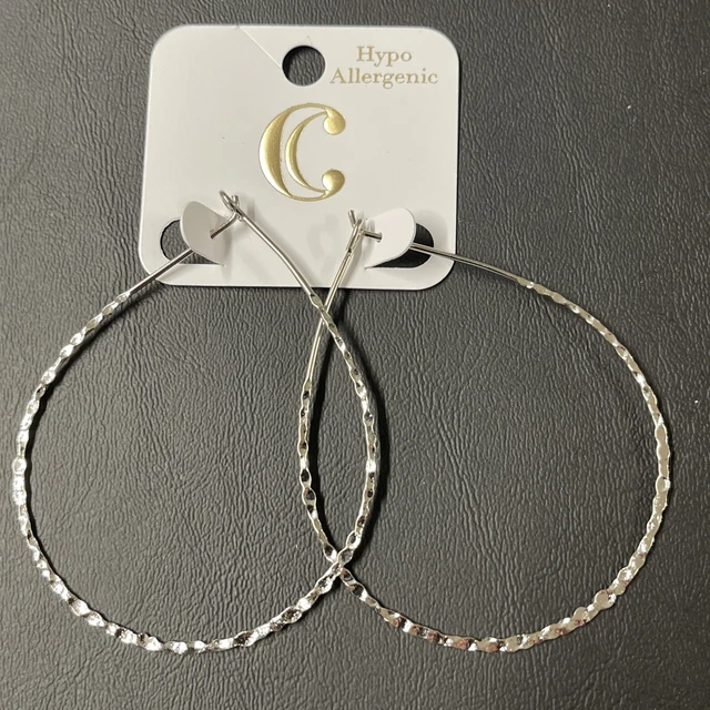 Charming Charlie Silver Hoop Tear Earrings
