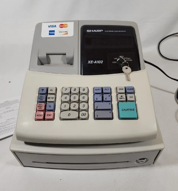 SHARP XEA102 ELECTRONIC Cash Register w/ Keys Tested FREE SHIP 149.99