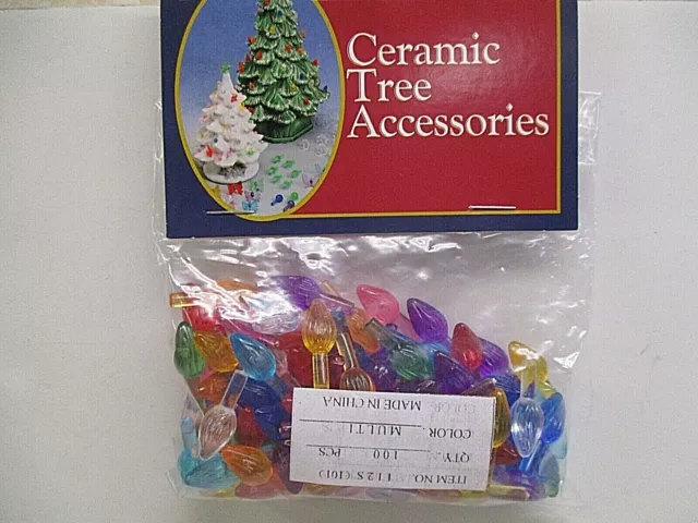 100 Ceramic Christmas Tree Small 1/2" Twist Bulb Pegs (A)