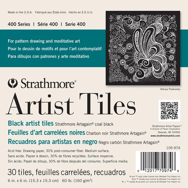 Paquete de 2 azulejos de artista Strathmore 6""X6"" 30/paquete-negro -62105974