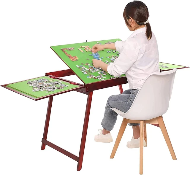 Table à Puzzle Avec 6 Tiroirs - Réglable En Hauteur Et Inclinable - 1500 Pièces - Avec Roulettes Et Housse - 10