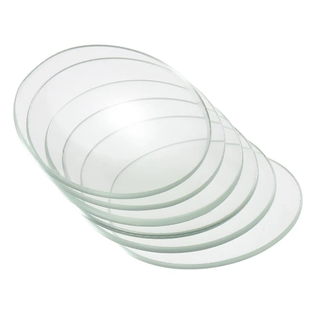 6Pcs 50mm Dia Watch Glass Beaker Cover Smooth Edges Chamfered Arc Transparent