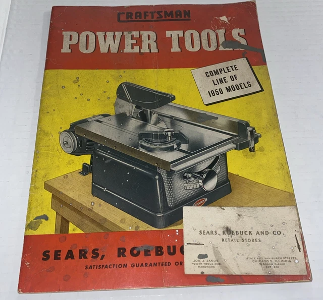 VTG 1950 SEARS Roebuck Craftsman Power Tools Catalog Chicago Janus