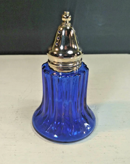VINTAGE COBALT BLUE Depression Glass Salt/Pepper Shaker Silver Plated