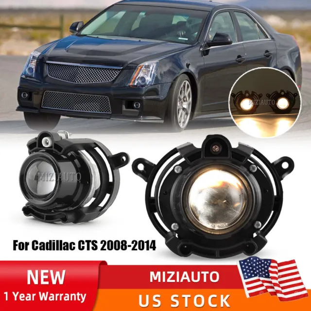 Pair Clear Lens Bumer Fog Light Lamps For Cadillac CTS 2008-2014 Left+Right Side