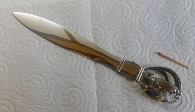 Large letter opener -  830 danish silver - in the manner of Georg Jensen Blossom